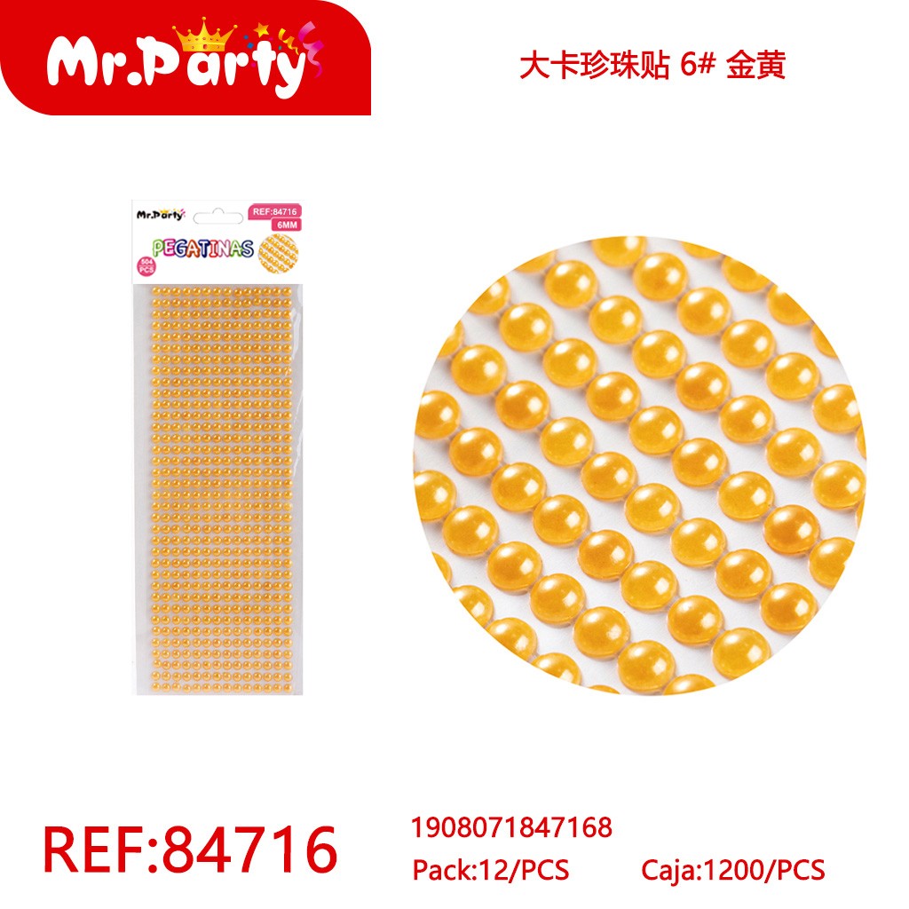 [Mr-84716] PEGATINA DE PERLA GRANDE 6# DORADO