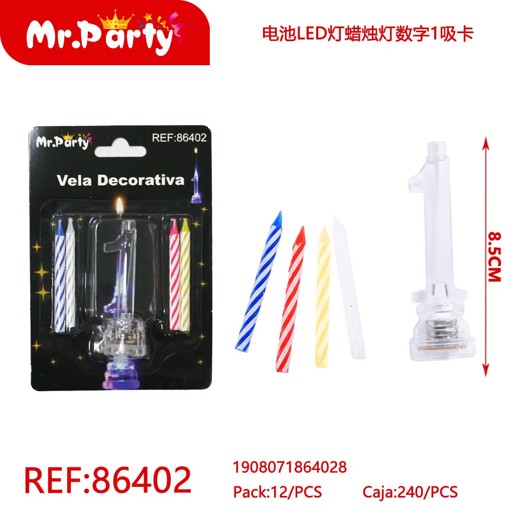 [Mr-86402] VELA LED CON BATERÍA NÚMERO 1 EN BLÍSTER