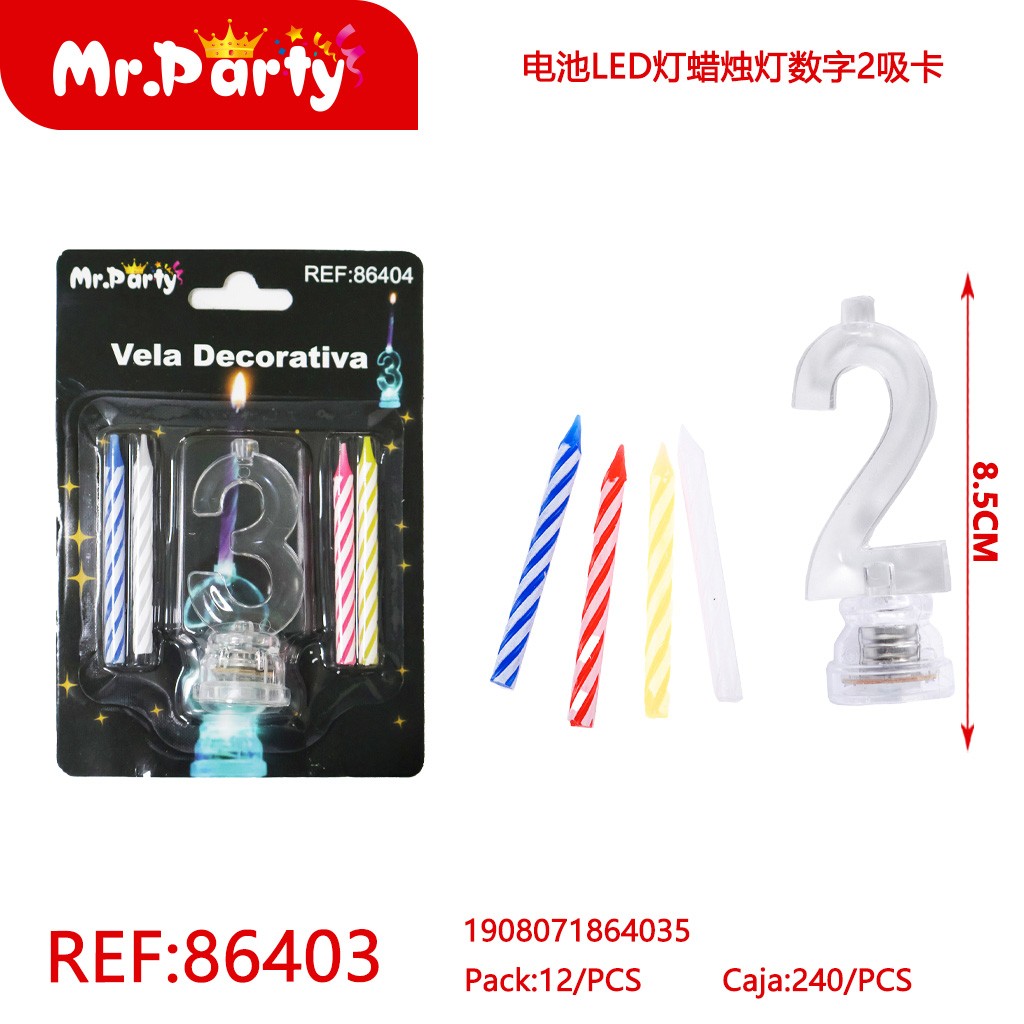 [Mr-86403] VELA LED CON BATERÍA NÚMERO 2 EN BLÍSTER