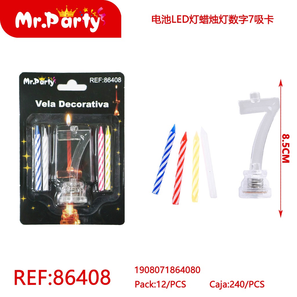 [Mr-86408] VELA LED CON BATERÍA NÚMERO 7 EN BLÍSTER