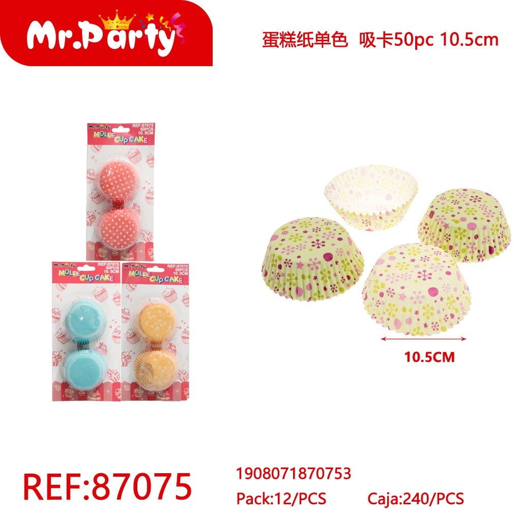 [Mr-87075] PAPEL PARA CUPCAKES SÓLIDO, TARJETA DE SUCCIÓN 50PC, 10.5CM