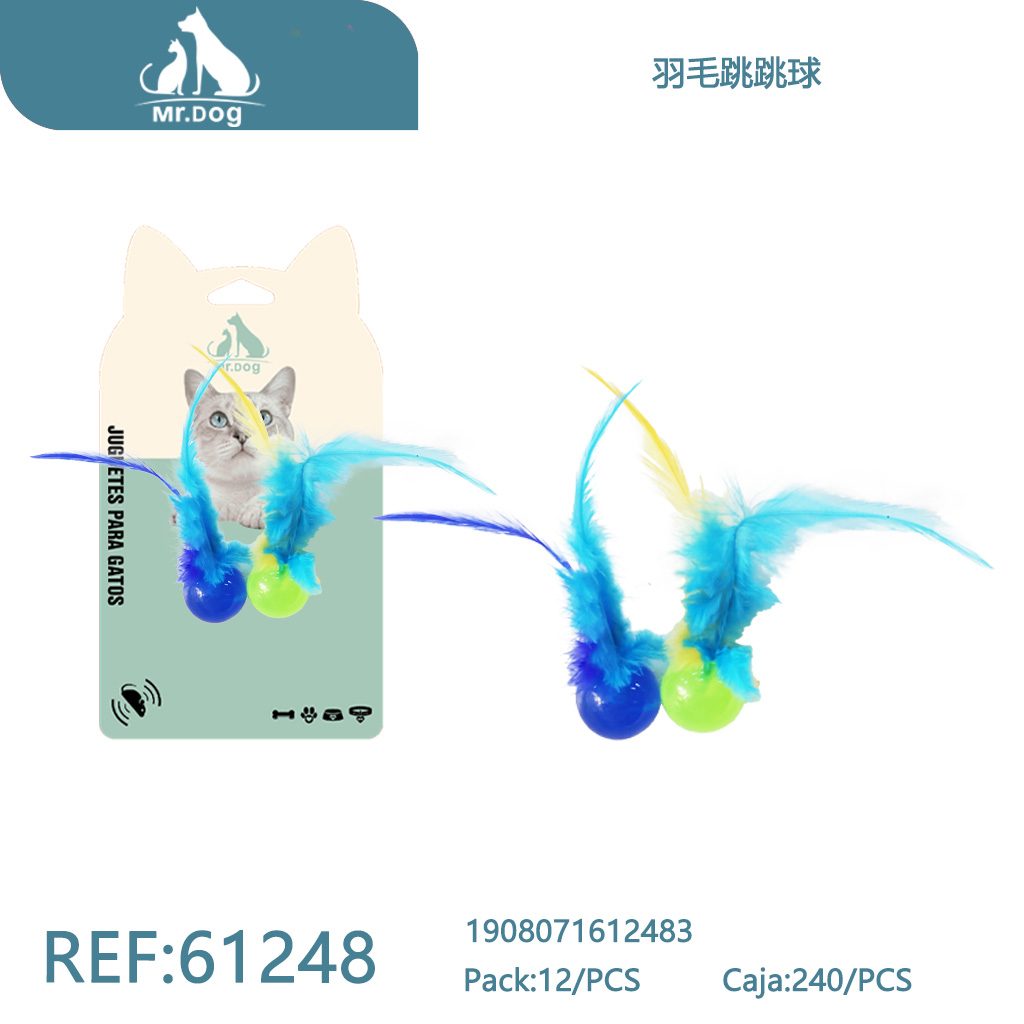 [Mr-61248] PELOTA SALTARINA CON PLUMAS PARA GATOS