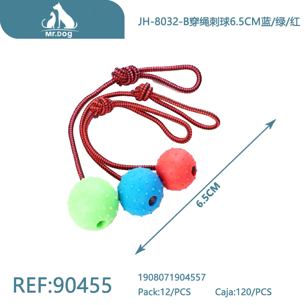 [Mr-90455] PELOTA CON PÚAS Y CUERDA PARA MASCOTAS