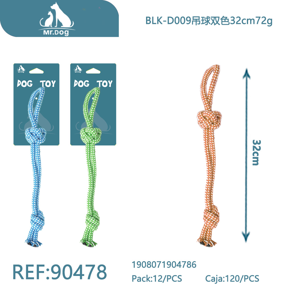 [Mr-90478] PELOTA FLORAL CON ASA Y UN NUDO PARA MASCOTAS