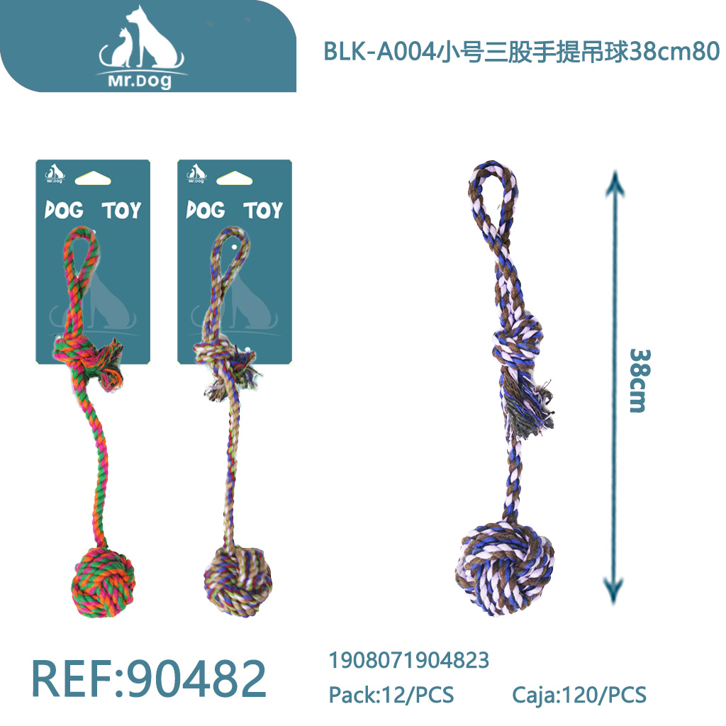 [Mr-90482] PELOTA COLGANTE CON ASA DE TRES HEBRAS PARA MASCOTAS